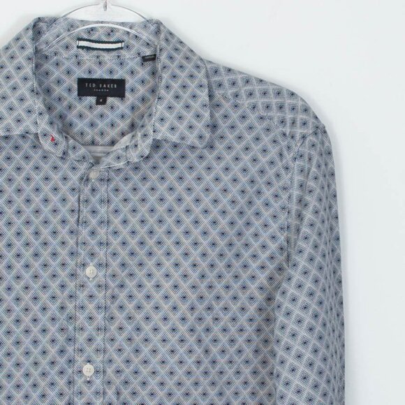 Ted Baker Sanlon Button Down Long Sleeve Slim Fit Shirt Mens Size 4 Large - Picture 2 of 8